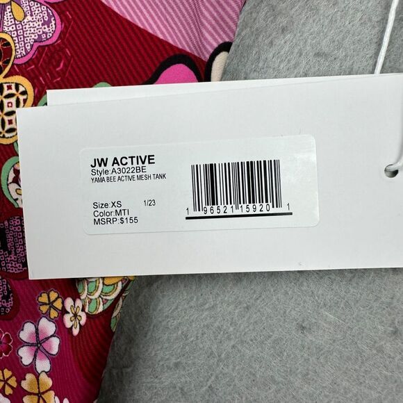 NWT Johnny Was Yama Bee Active Mesh Tank Size XS Pink Maroon Floral Athletic NEW - Picture 10 of 12